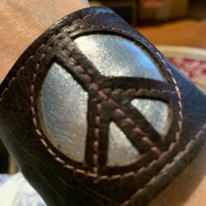 Peace bracelet made in New York zipper pocket 100% genuine leather